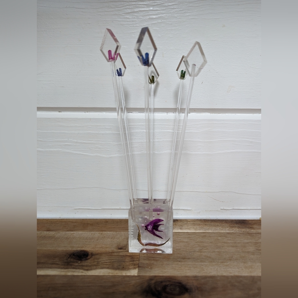 Vintage Swizzle Sticks And Holder